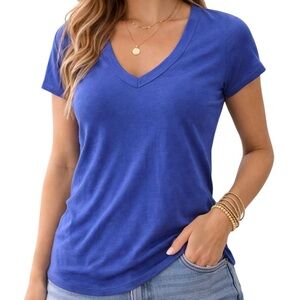Blue V-Neck Tee | Everyday Chic Style